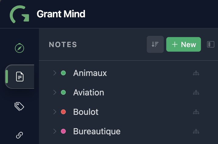 Grant Mind connected knowledge workspace